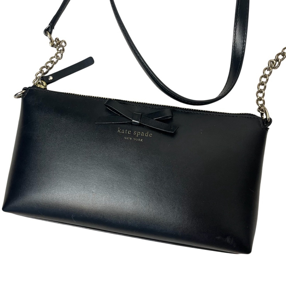 KATE SPADE New York Declan Bow Sawyer Street Crossbody Bag Black Leather - Picture 6 of 6